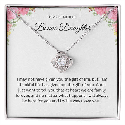 Elegant Love Knot Necklace "To My Beautiful Bonus Daughter"