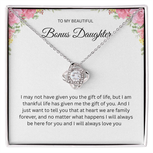 Elegant Love Knot Necklace "To My Beautiful Bonus Daughter"