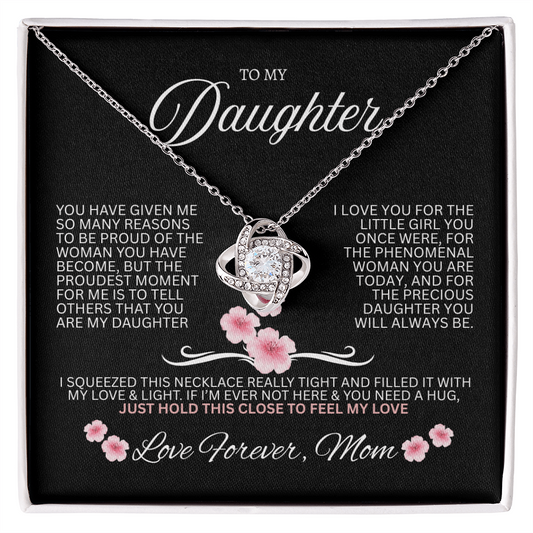 Gift for Daughter "Love Forever, Mom" Love knot Necklace