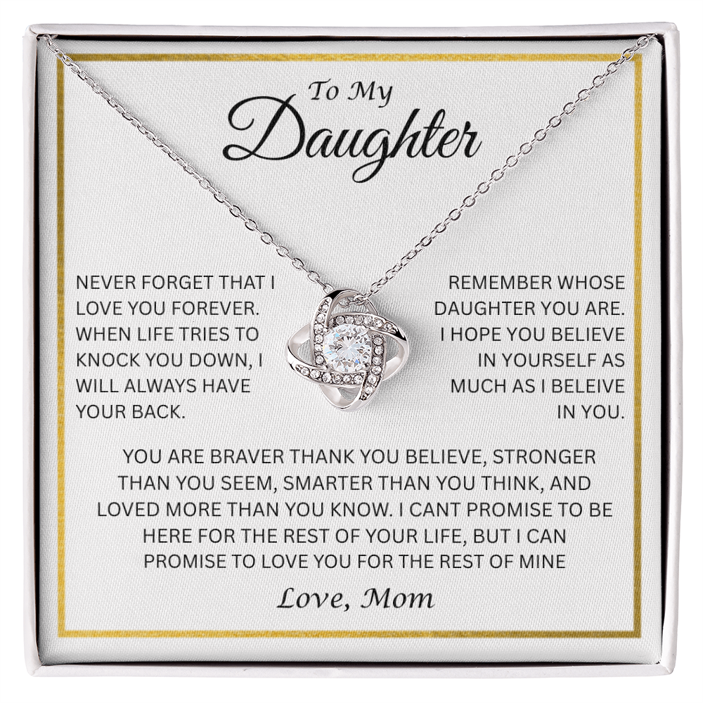 Captivating Gift for Daughter Love Knot Necklace "To My Daughter, Love Mom"