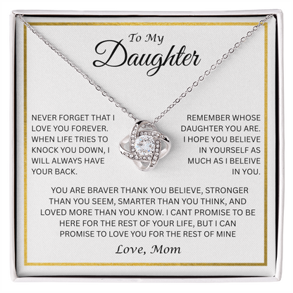 Captivating Gift for Daughter Love Knot Necklace "To My Daughter, Love Mom"