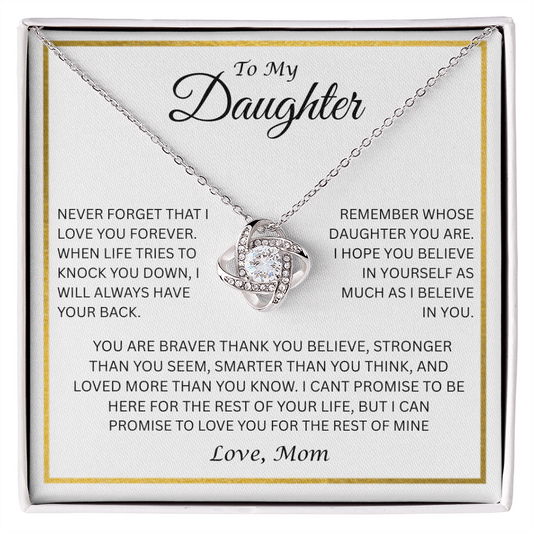 Captivating Gift for Daughter Love Knot Necklace "To My Daughter, Love Mom"