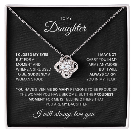 Breathtaking Daughter Gift Love Knot Necklace "So Many Reasons"