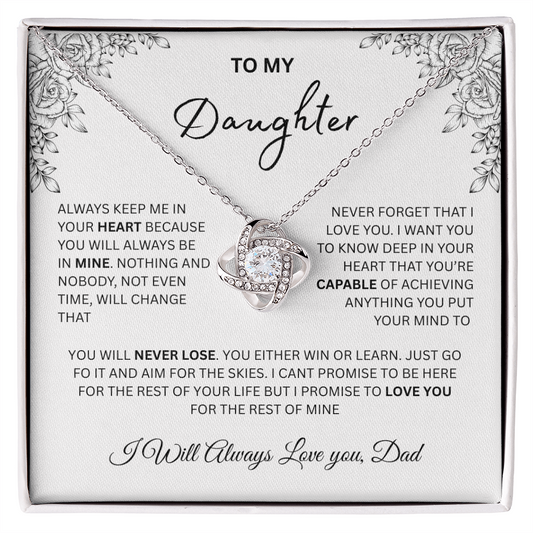 Gift for Daughter - "To My Daughter, Love Dad" Love Knot Necklace