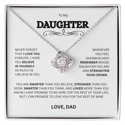 Impressive Gift for Daughter Love Knot Necklace "To My Daughter, Love Dad"