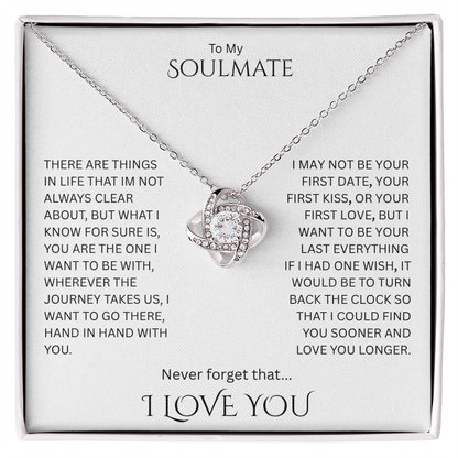 Elegant Gift "To My Soulmate" Love Knot Necklace