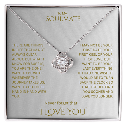 Elegant Gift "To My Soulmate" Love Knot Necklace