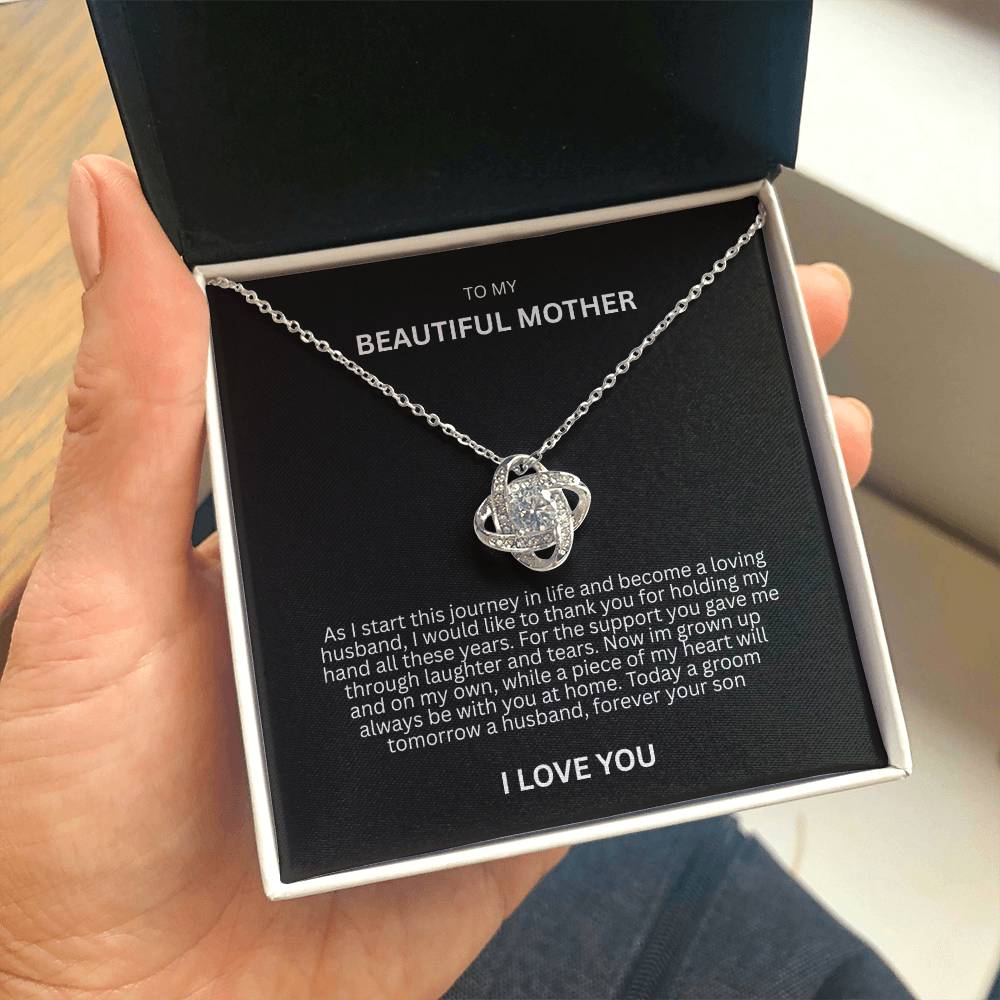 Graceful Gift "To My Beautiful Mother" Love Knot Necklace