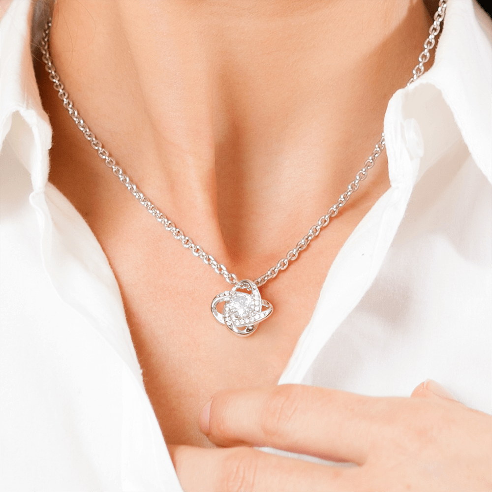 Daughter Gift "To My Daughter, Love Mom" Love Knot Necklace