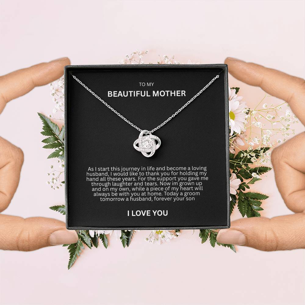 Graceful Gift "To My Beautiful Mother" Love Knot Necklace