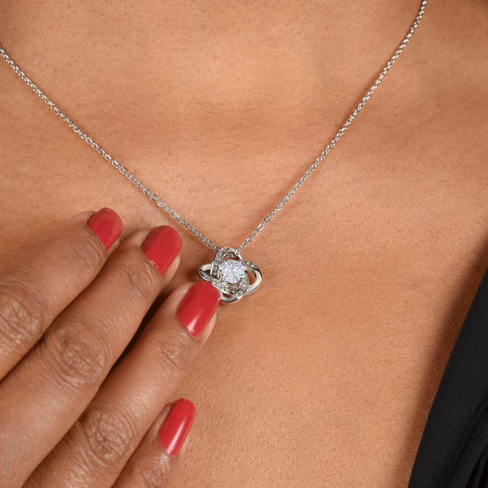 Daughter Gift "To My Beautiful Daughter, Love Mom" Love Knot Necklace