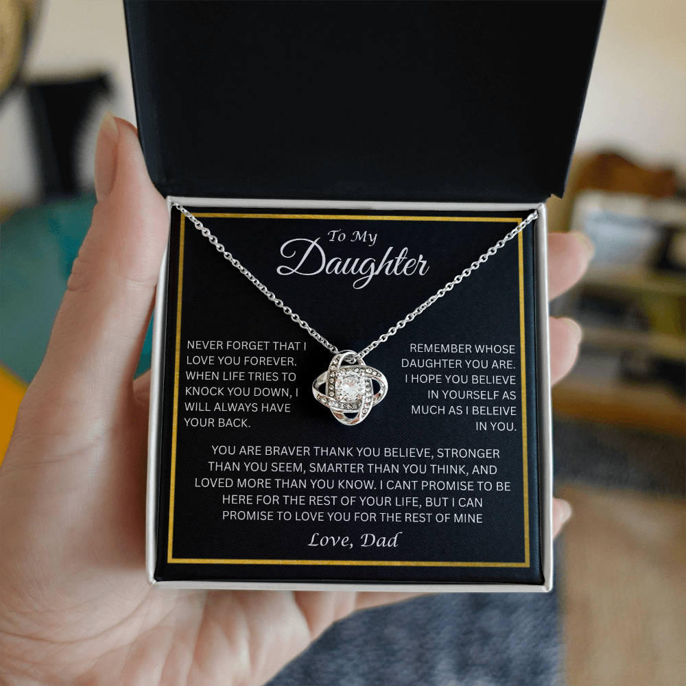 Gift for Daughter "To My Daughter, Love Dad" Love Knot Necklace