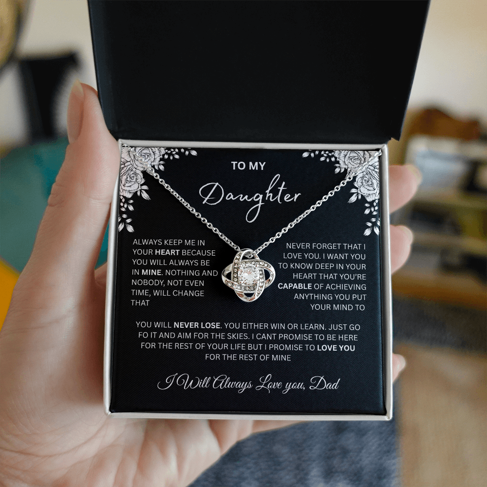 "To My Daughter, Love Dad" Gift - Love Knot Necklace