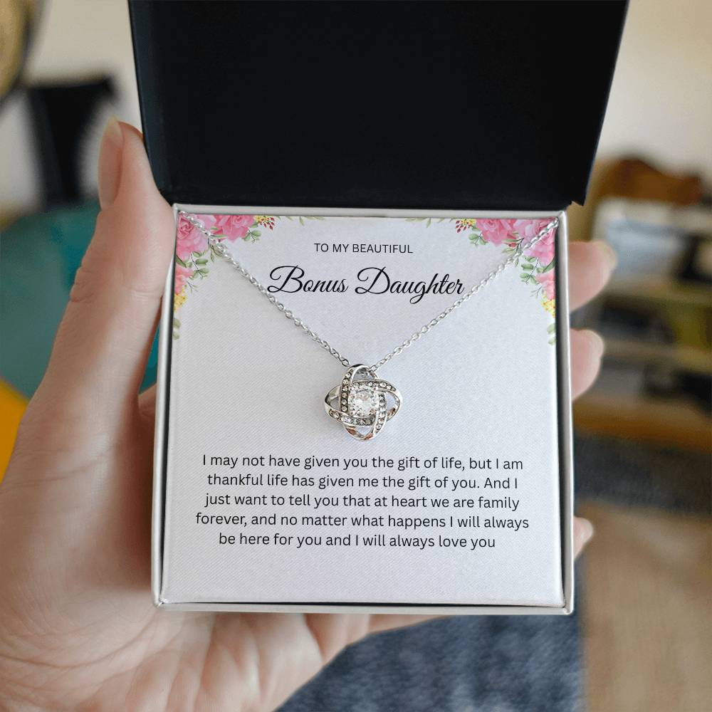 Elegant Love Knot Necklace "To My Beautiful Bonus Daughter"