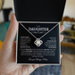 Stunning Gift for Daughter " Never Forget, Love you Always, Mom" Love Knot Necklace