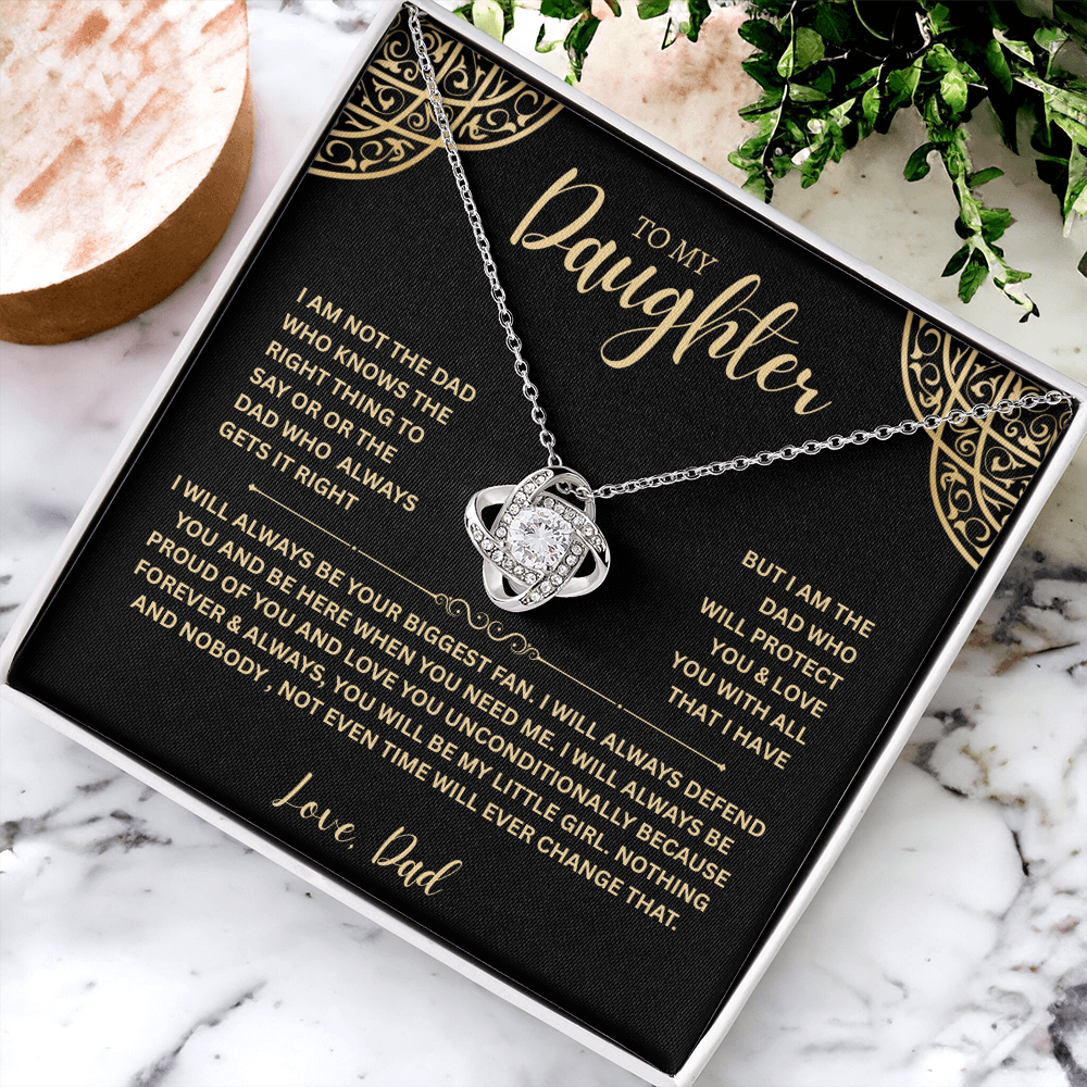"To My Daughter, Love Dad" Love Gift - Love Knot Necklace