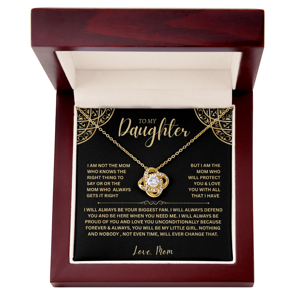 "To My Daughter, Love Mom" Love Gift Love Knot Necklace