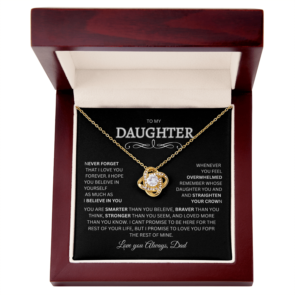 Daughter Gift "Never Forget, Love Dad" Love Knot Necklace
