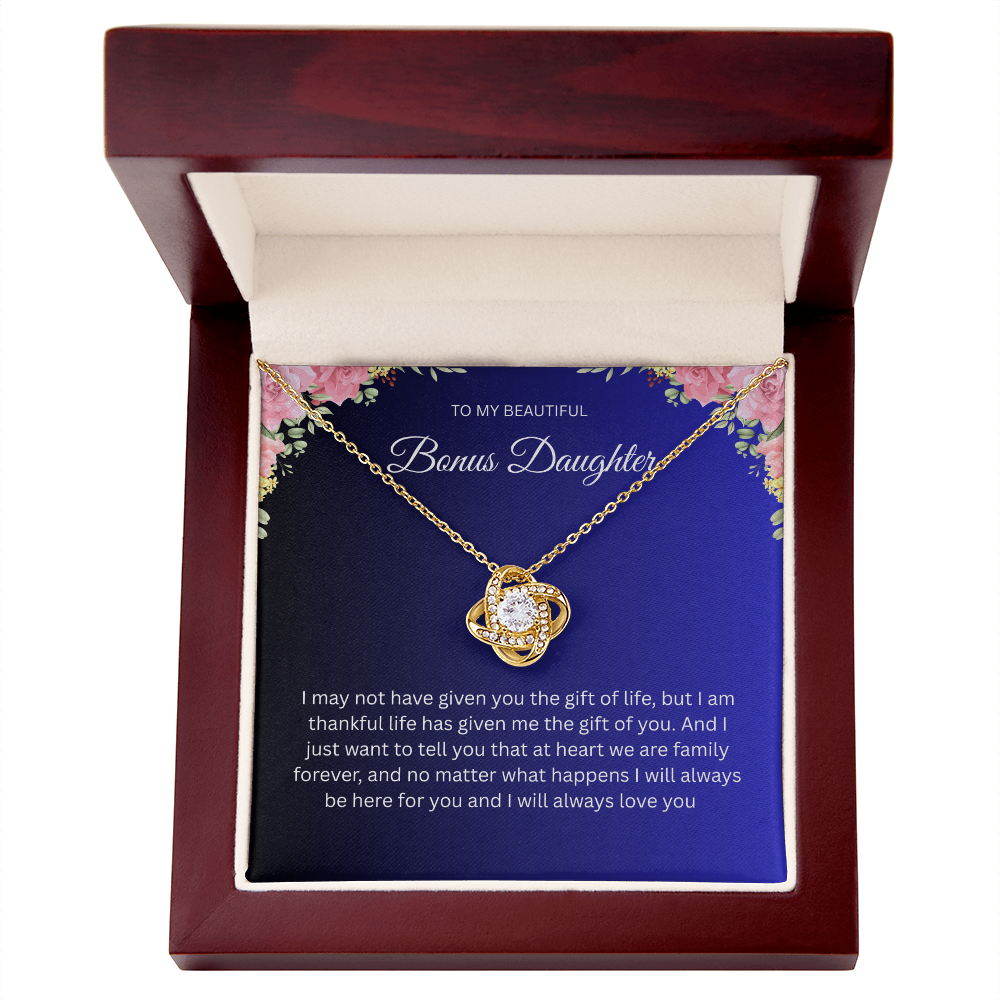 Elegant Love Knot Necklace "To My Beautiful Bonus Daughter"