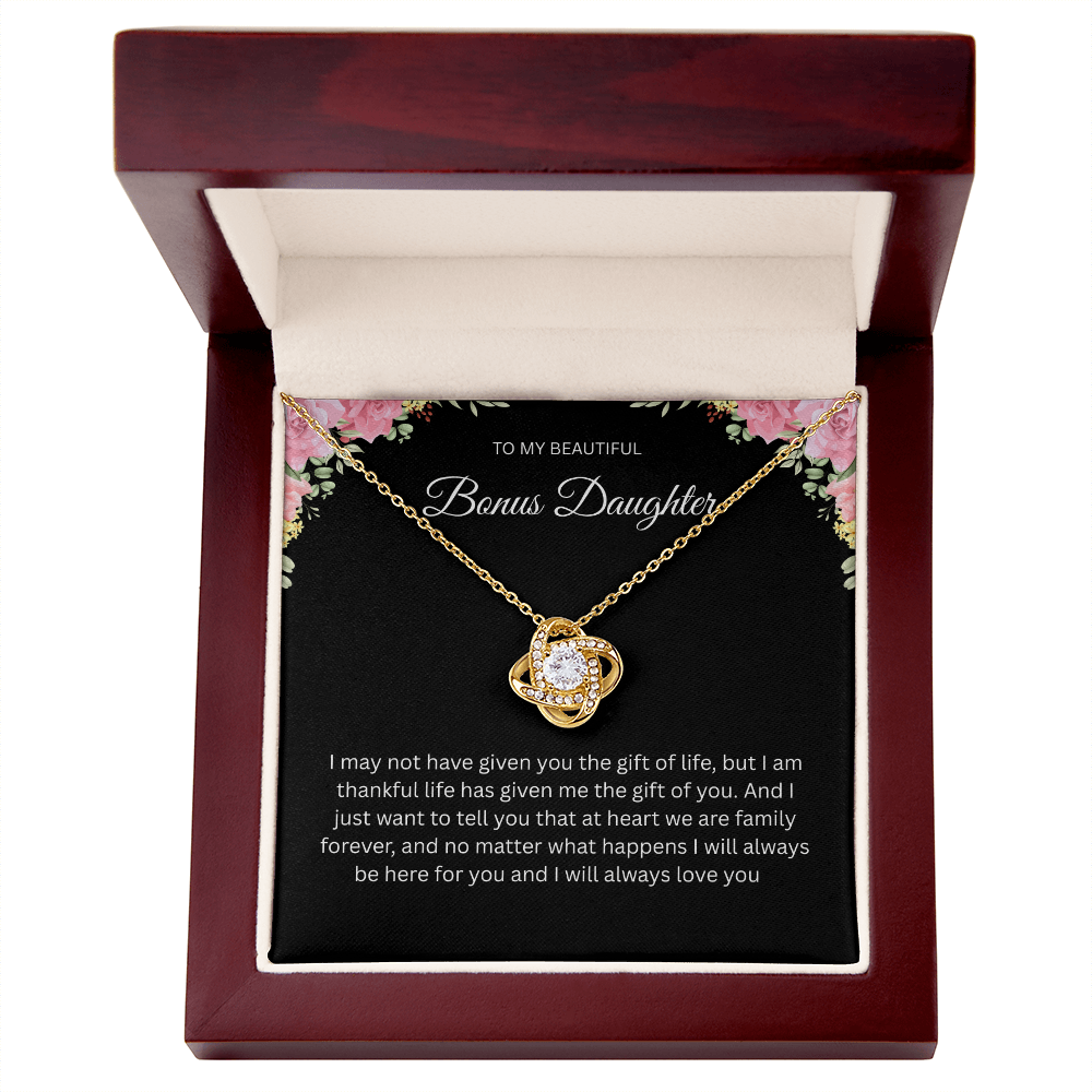 Beautiful Love Knot Necklace "To My Bonus Daughter"