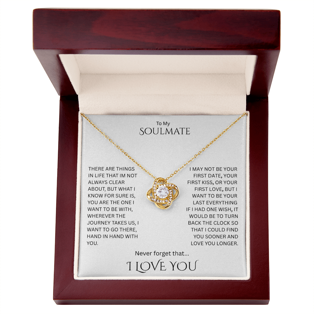 Elegant Gift "To My Soulmate" Love Knot Necklace