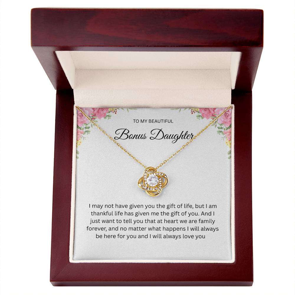 Elegant Love Knot Necklace "To My Beautiful Bonus Daughter"