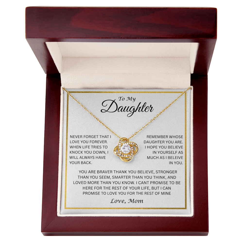 Captivating Gift for Daughter Love Knot Necklace "To My Daughter, Love Mom"