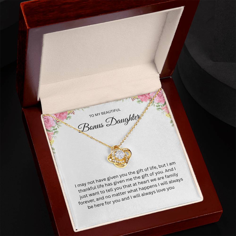 Elegant Love Knot Necklace "To My Beautiful Bonus Daughter"