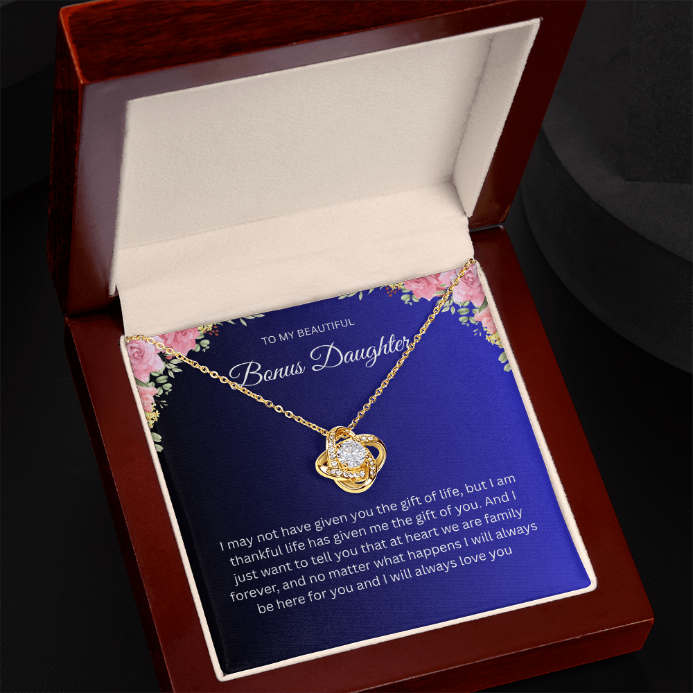 Elegant Love Knot Necklace "To My Beautiful Bonus Daughter"