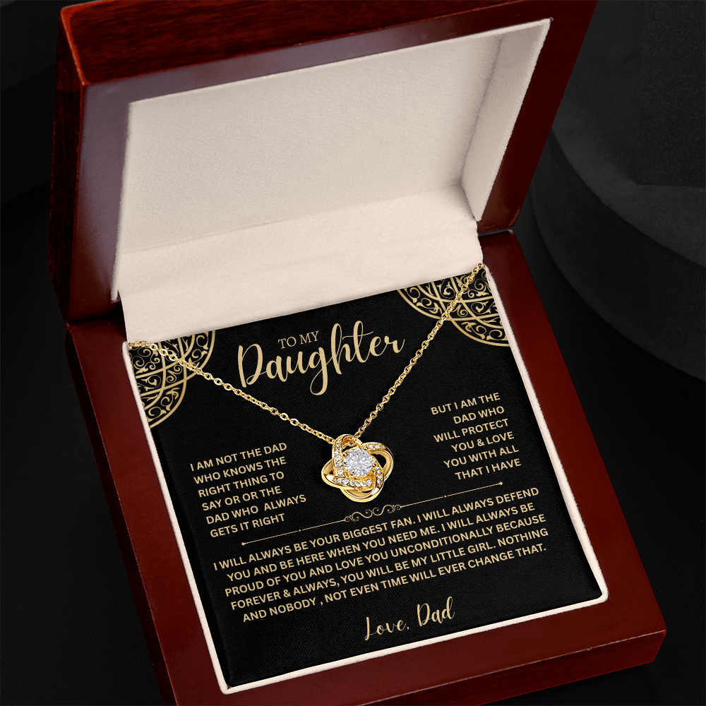 "To My Daughter, Love Dad" Love Gift - Love Knot Necklace