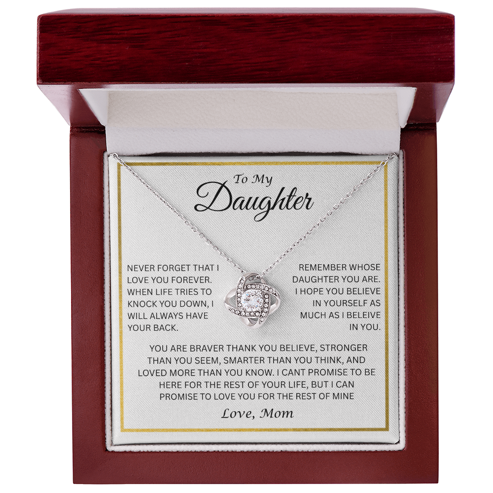Captivating Gift for Daughter Love Knot Necklace "To My Daughter, Love Mom"