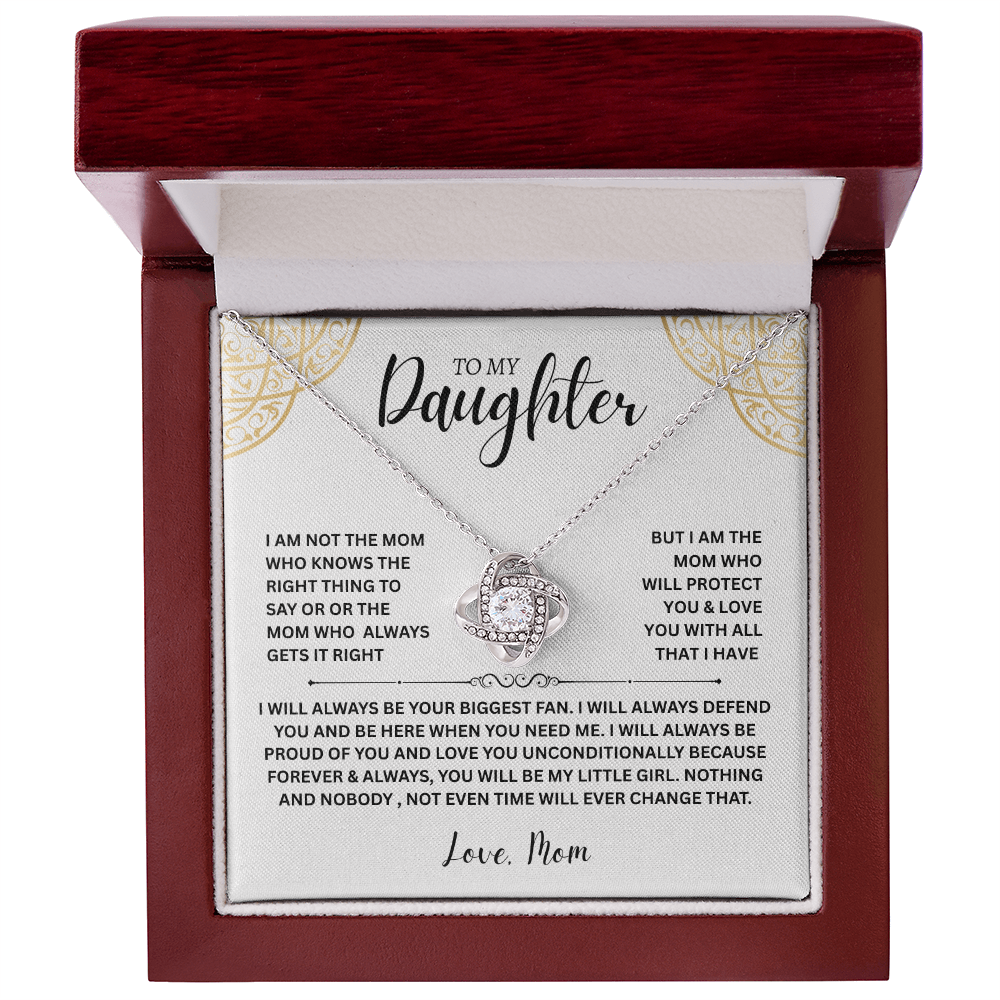 Daughter Gift "To My Daughter, Love Mom" Love Knot Necklace