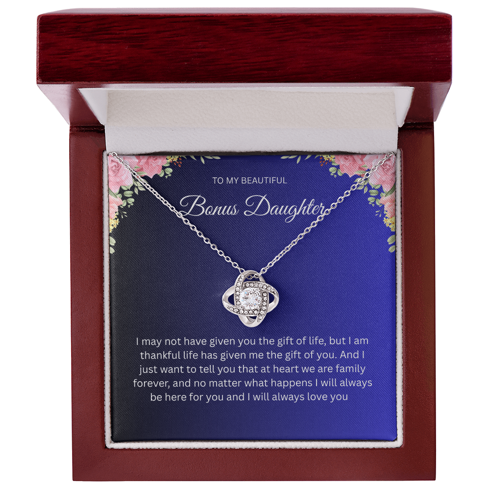 Elegant Love Knot Necklace "To My Beautiful Bonus Daughter"
