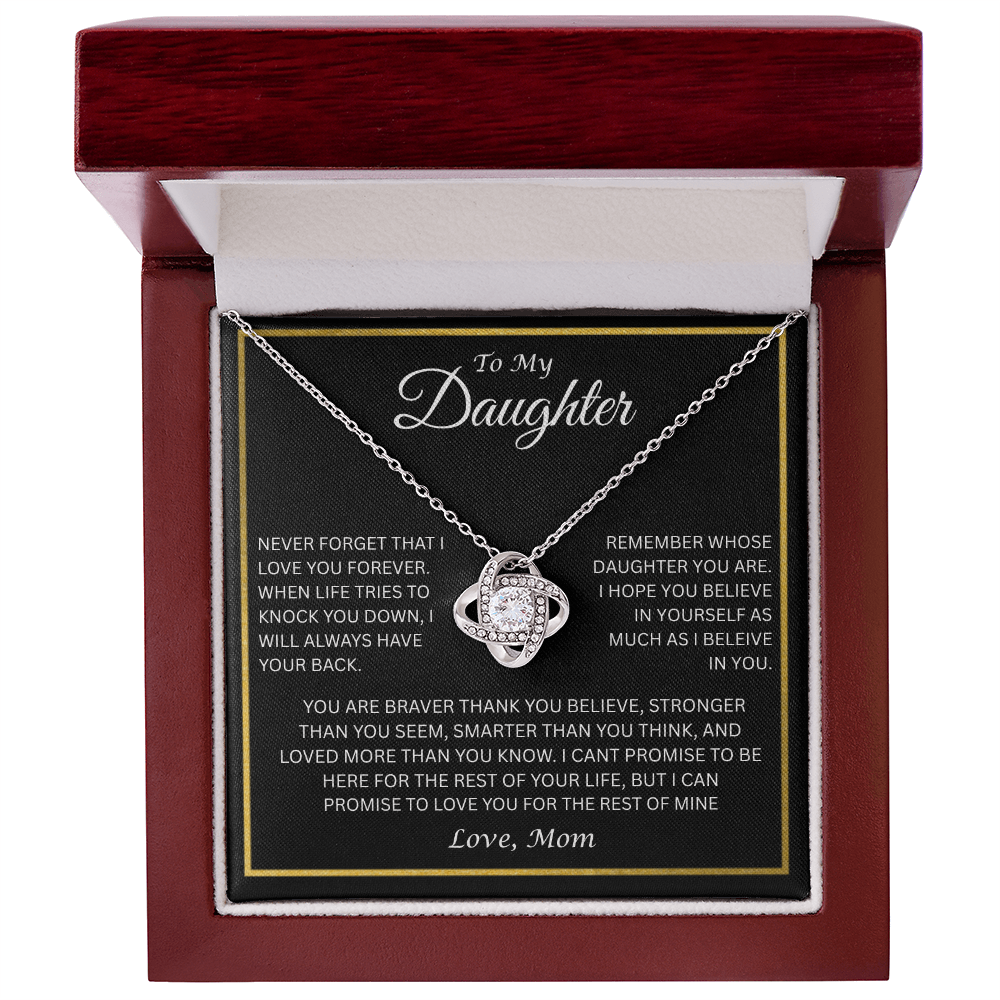 Elegant Gift for Daughter " To My Daughter, Love Mom" Love Knot Necklace