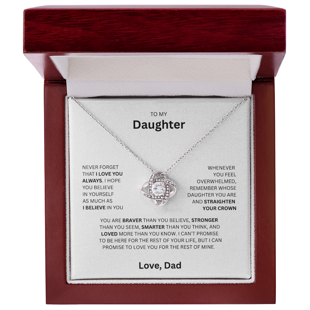 Stunning Gift for Daughter "To My Daughter, Love Dad" Love Knot Necklace