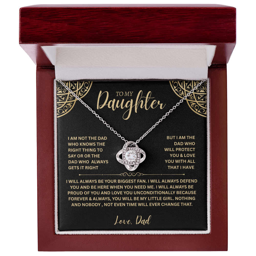 "To My Daughter, Love Dad" Love Gift - Love Knot Necklace
