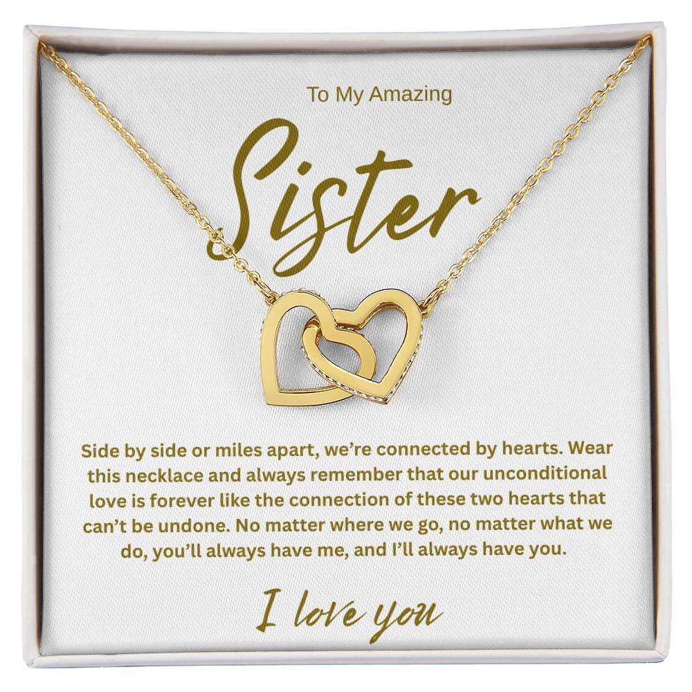 A Forever Connection "To My Amazing Sister" Interlocking Hearts Necklace