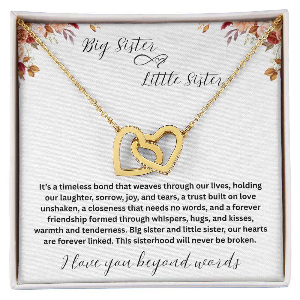 Gift for Sister "Big Sister Little Sister" Interlocking Hearts Necklace