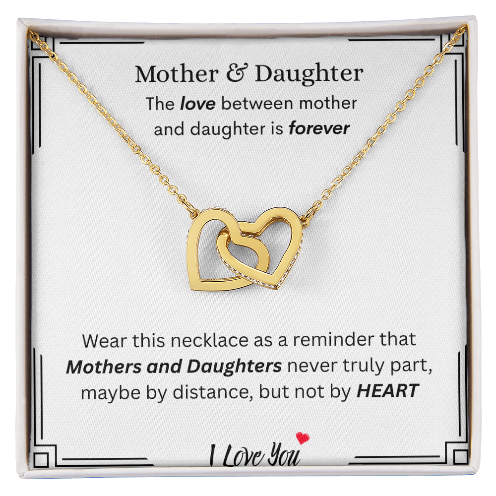 Captivating Gift "Mother & Daughter, I Love You" Interlocking Hearts Necklace