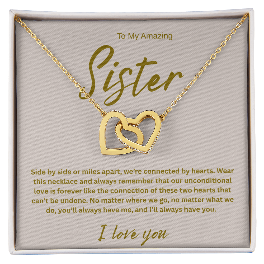 A Forever Connection "To My Amazing Sister" Interlocking Hearts Necklace
