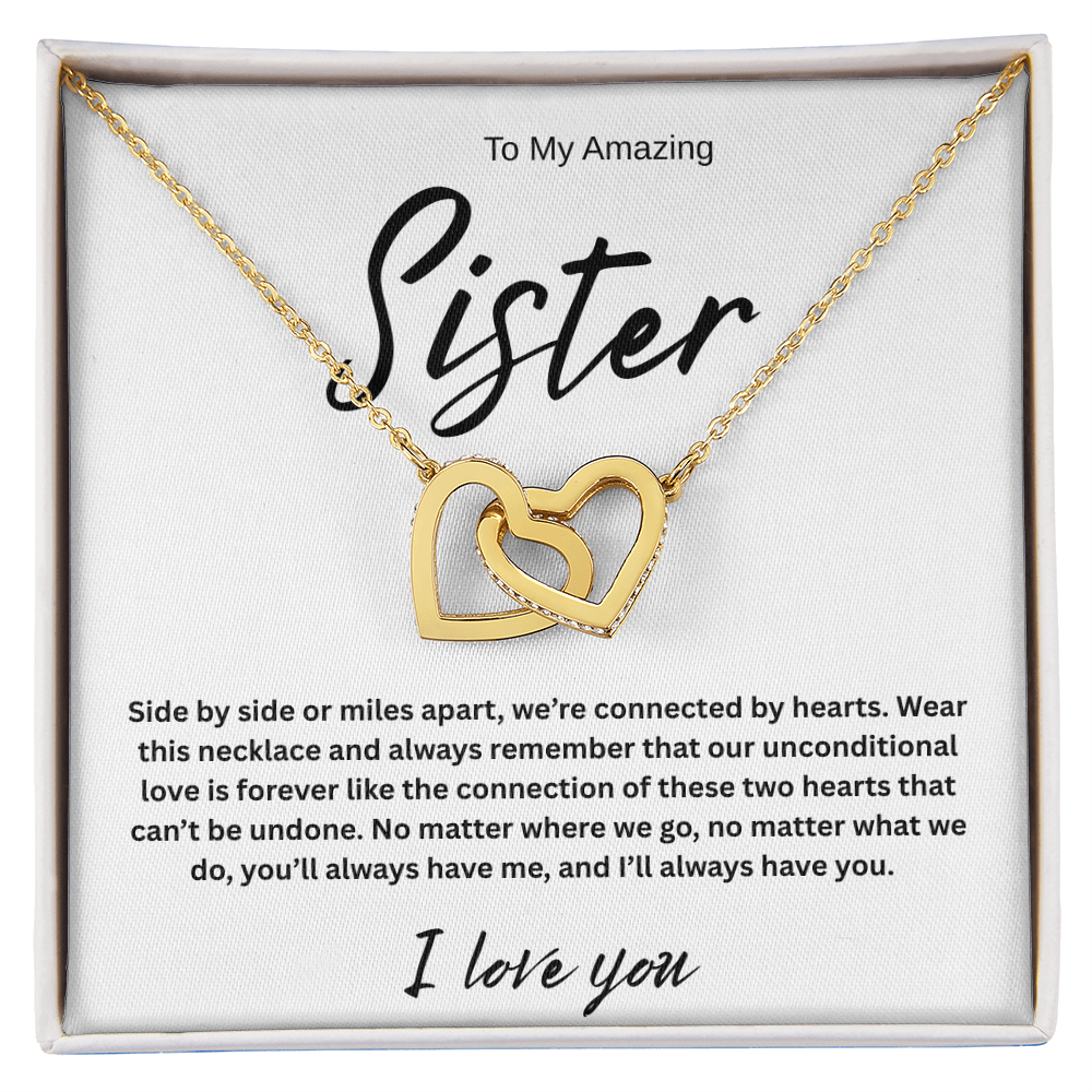 A Forever Connection "To My Amazing Sister" Interlocking Hearts Necklace