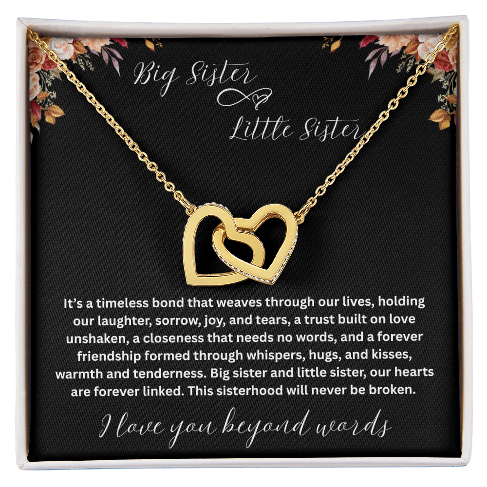 Gift for Sister "Big Sister Little Sister" Interlocking Hearts Necklace