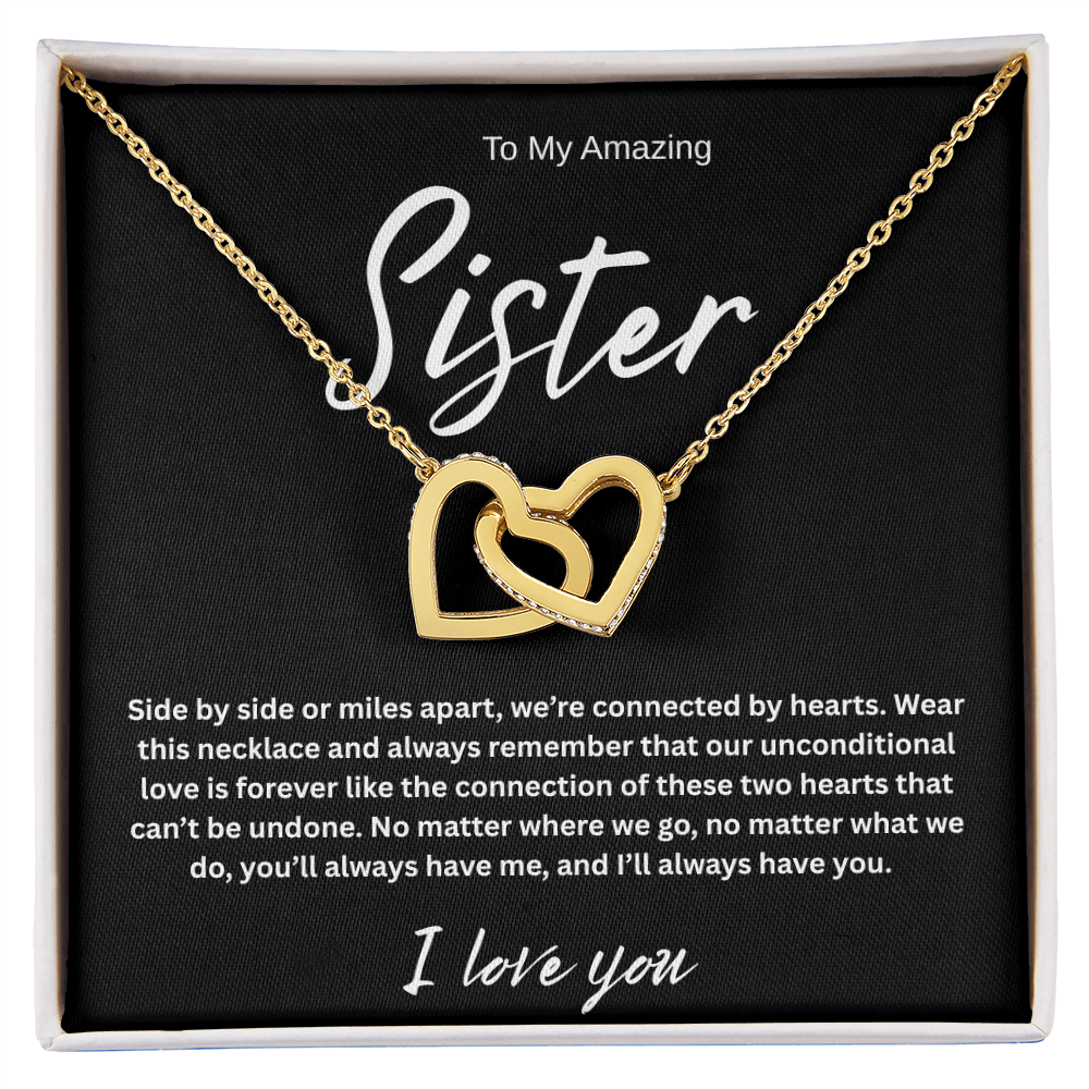 A Forever Connection "To My Amazing Sister" Interlocking Hearts Necklace