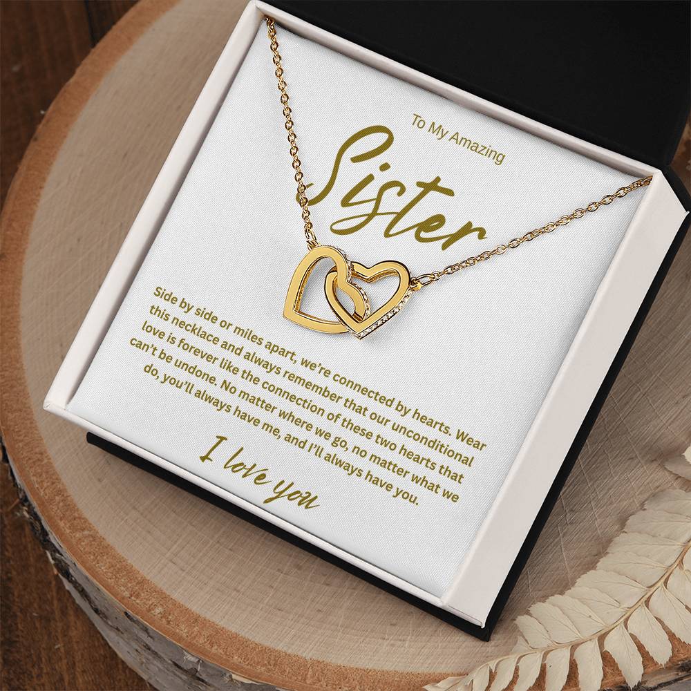 A Forever Connection "To My Amazing Sister" Interlocking Hearts Necklace