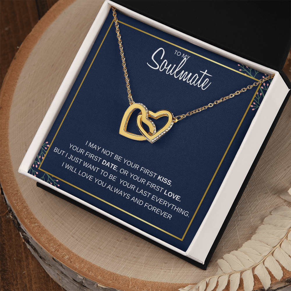 Gift for your True Love -"To My Soulmate" - Interlocking Hearts necklace