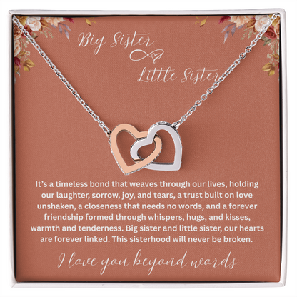 Gift for Sister "Big Sister Little Sister" Interlocking Hearts Necklace