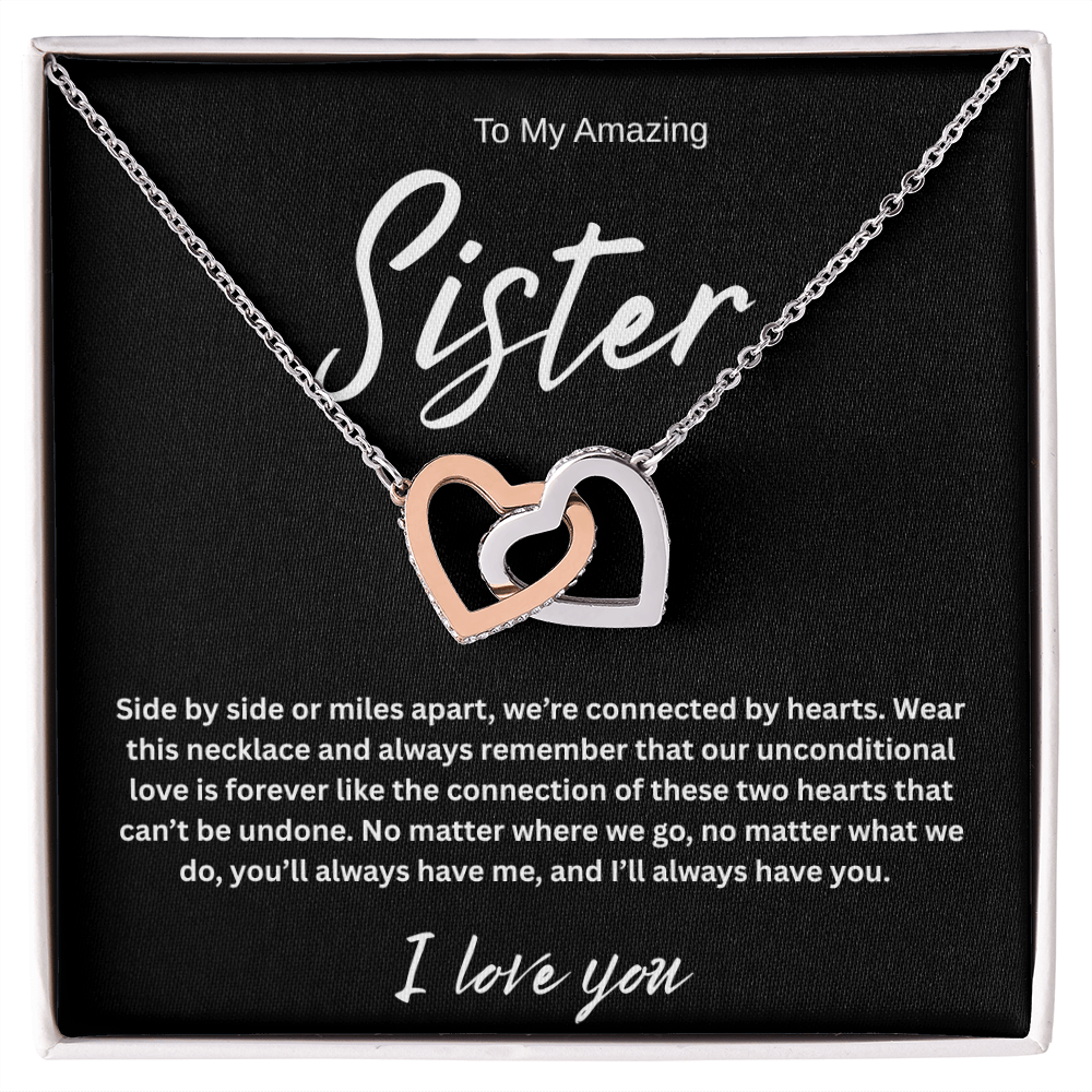 A Forever Connection "To My Amazing Sister" Interlocking Hearts Necklace