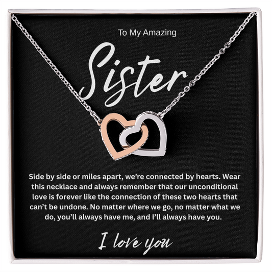 A Forever Connection "To My Amazing Sister" Interlocking Hearts Necklace