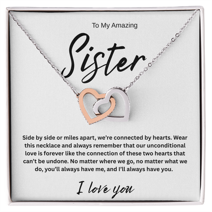 A Forever Connection "To My Amazing Sister" Interlocking Hearts Necklace