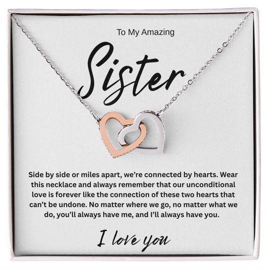 A Forever Connection "To My Amazing Sister" Interlocking Hearts Necklace